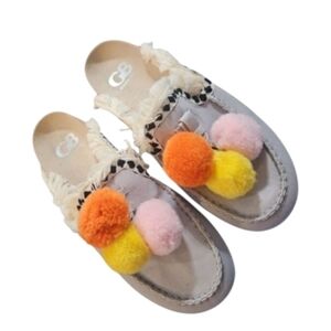 Gianni Bini Colorful Causal Pom-Pom Slip-On Mule Shoes sz 6.5